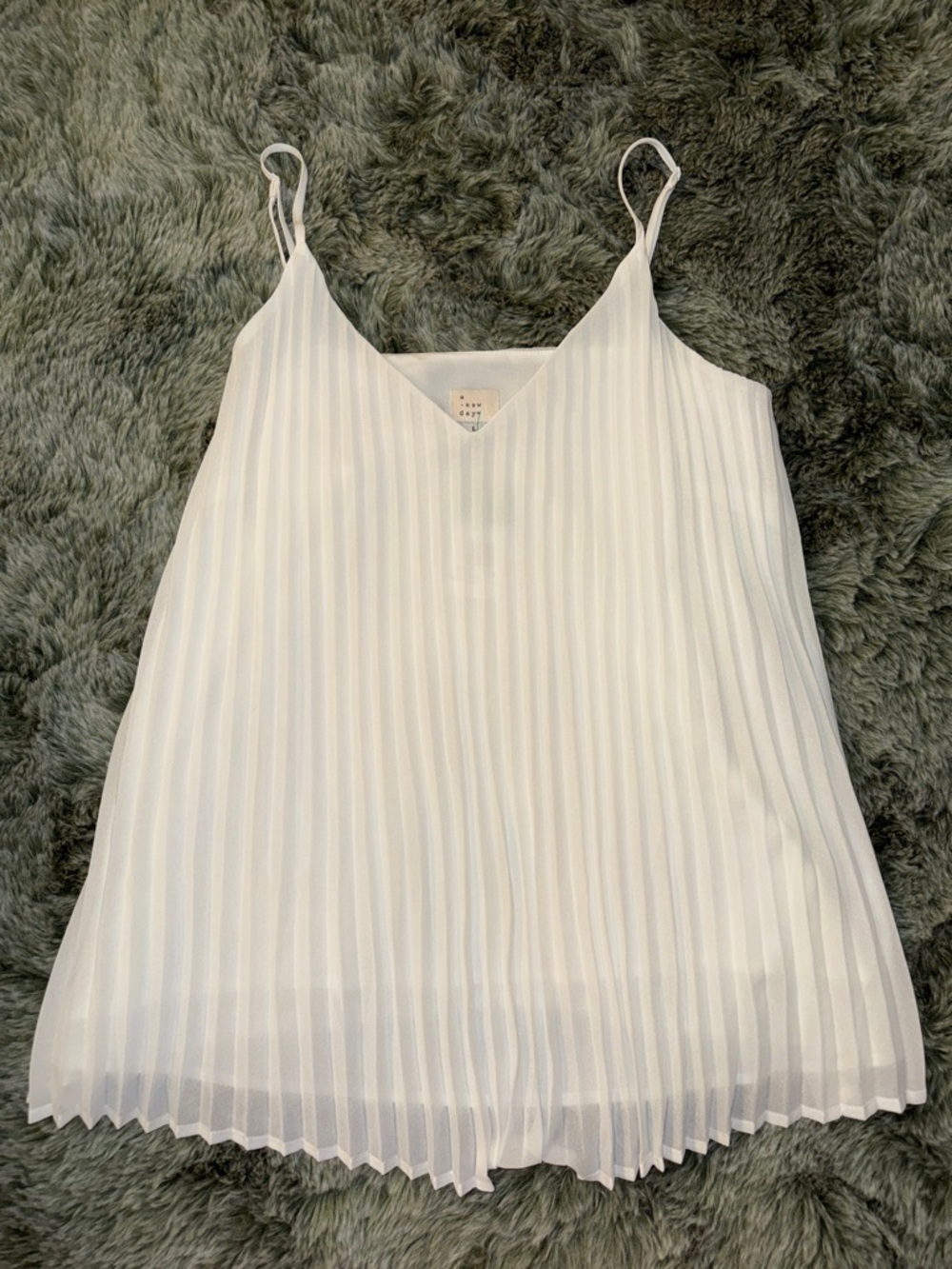 a new day White Pleated Spaghetti Strap Camisole